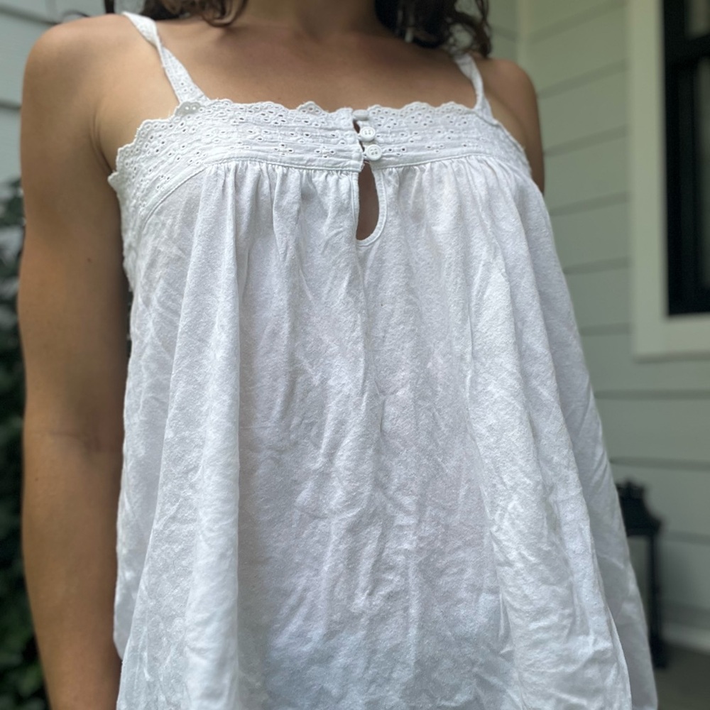 White Eyelet Lace Tank Top